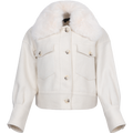 Charlie Jacket Wool Boucle Light Faux Fur - Crème