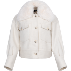 Charlie Jacket Wool Boucle Light Faux Fur - Crème