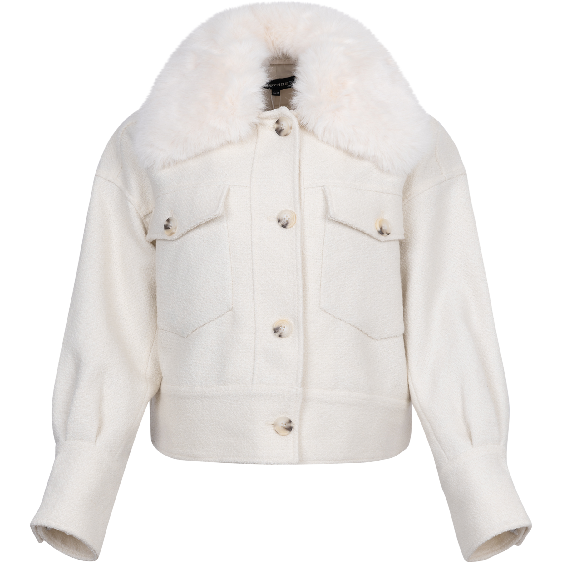 Charlie Jacket Wool Boucle Light Faux Fur - Crème