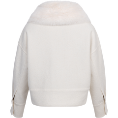 Charlie Jacket Wool Boucle Light Faux Fur - Crème