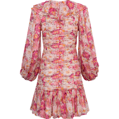Dotted Georgette Smocking Dress - Brushed Blossom