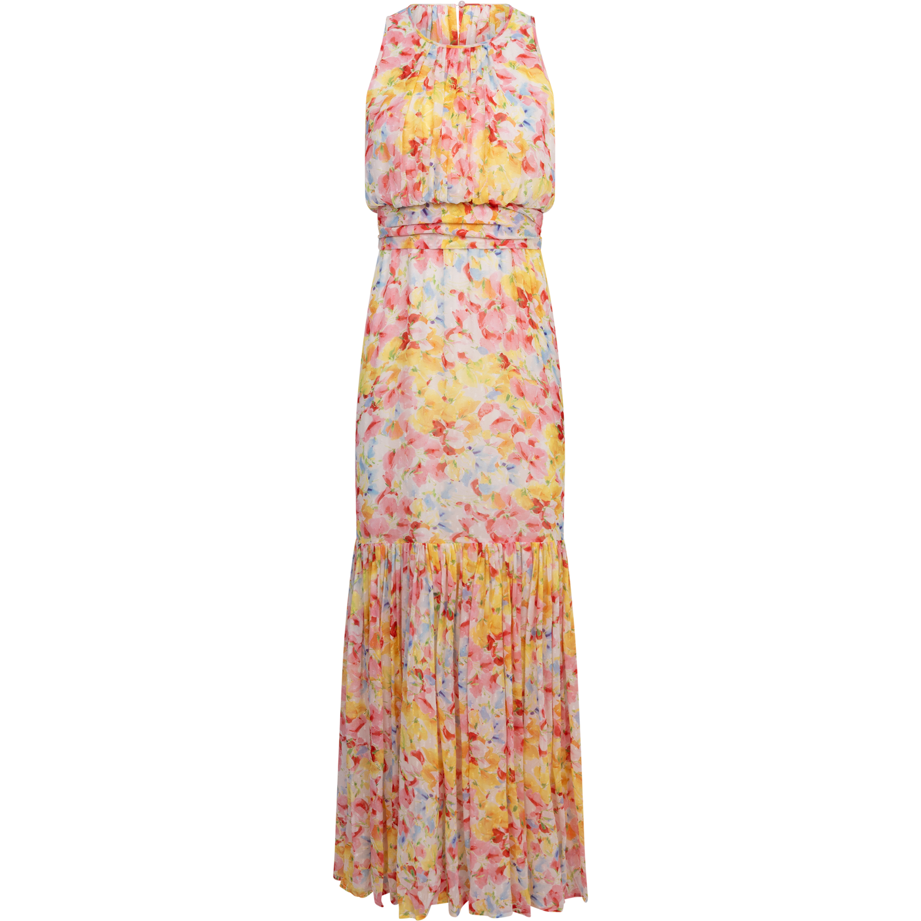 Dotted Georgette Halterneck Dress - Popsicle