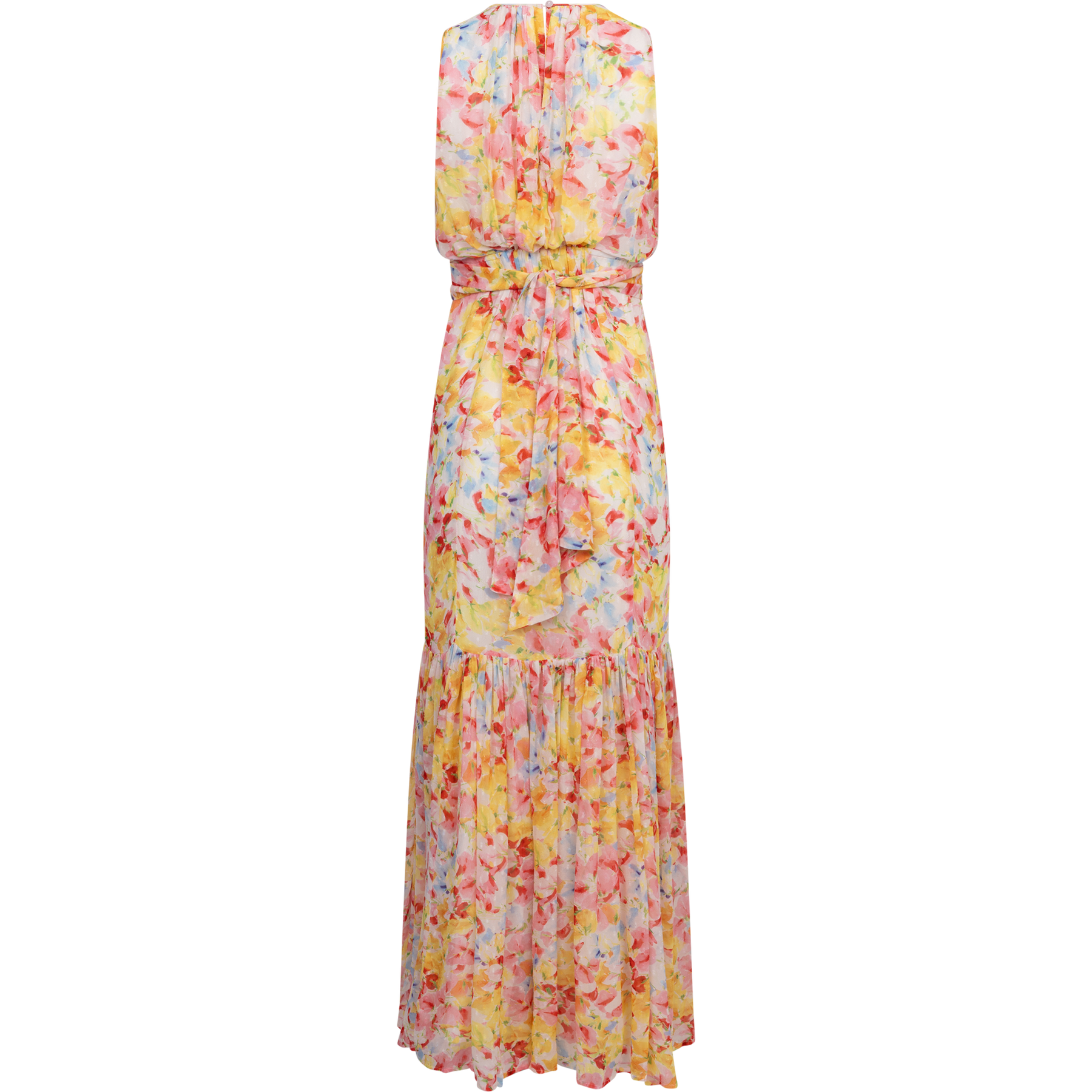 Dotted Georgette Halterneck Dress - Popsicle