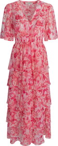 Kallie Dress W Tiered Skirt - Rosa