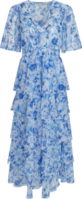 Kallie Dress W Tiered Skirt - Blå