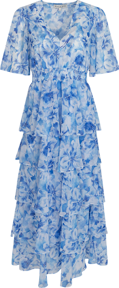 Kallie Dress W Tiered Skirt - Blue