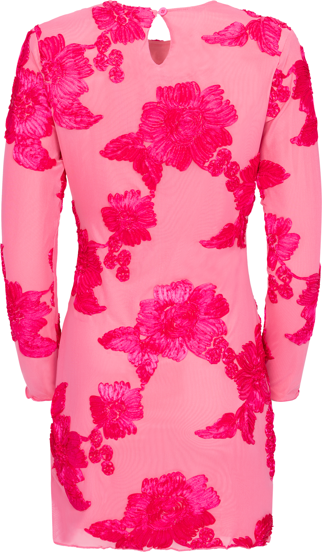 Malouic Mesh Dress: Fuchsia Pink Flower