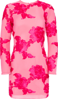 Malouic Mesh Dress: Fuchsia Pink Flower
