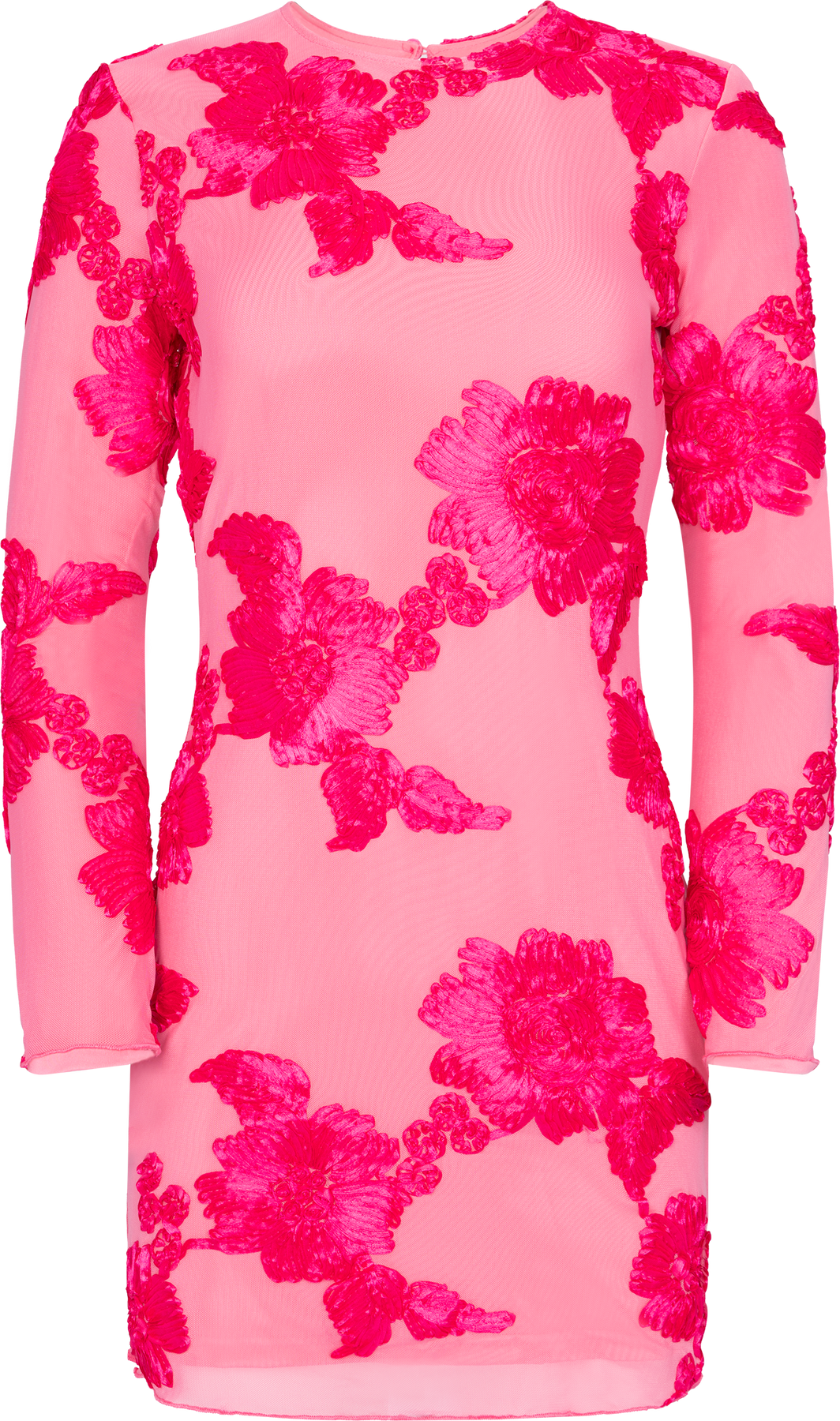 Malouic Mesh Dress: Fuchsia Pink Flower