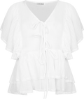 Frill Bow Top - Offwhite