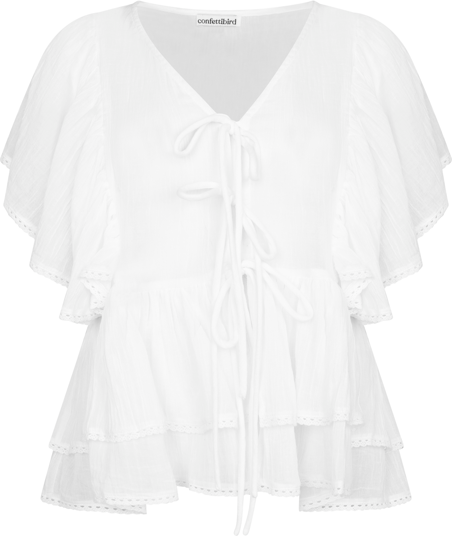 Frill Bow Top - Offwhite