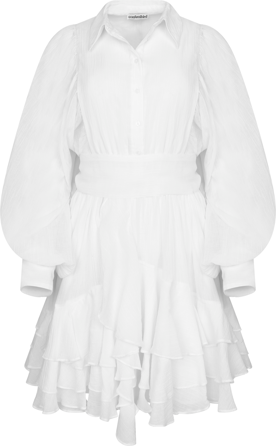 Short Ranch Frill Dress - Offwhite