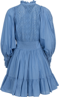 Cotton Slub Mini Dress - Dusty Blue