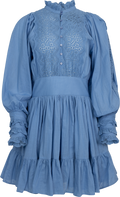 Cotton Slub Mini Dress - Dusty Blue