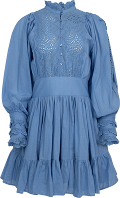 Cotton Slub Mini Dress - Dusty Blue