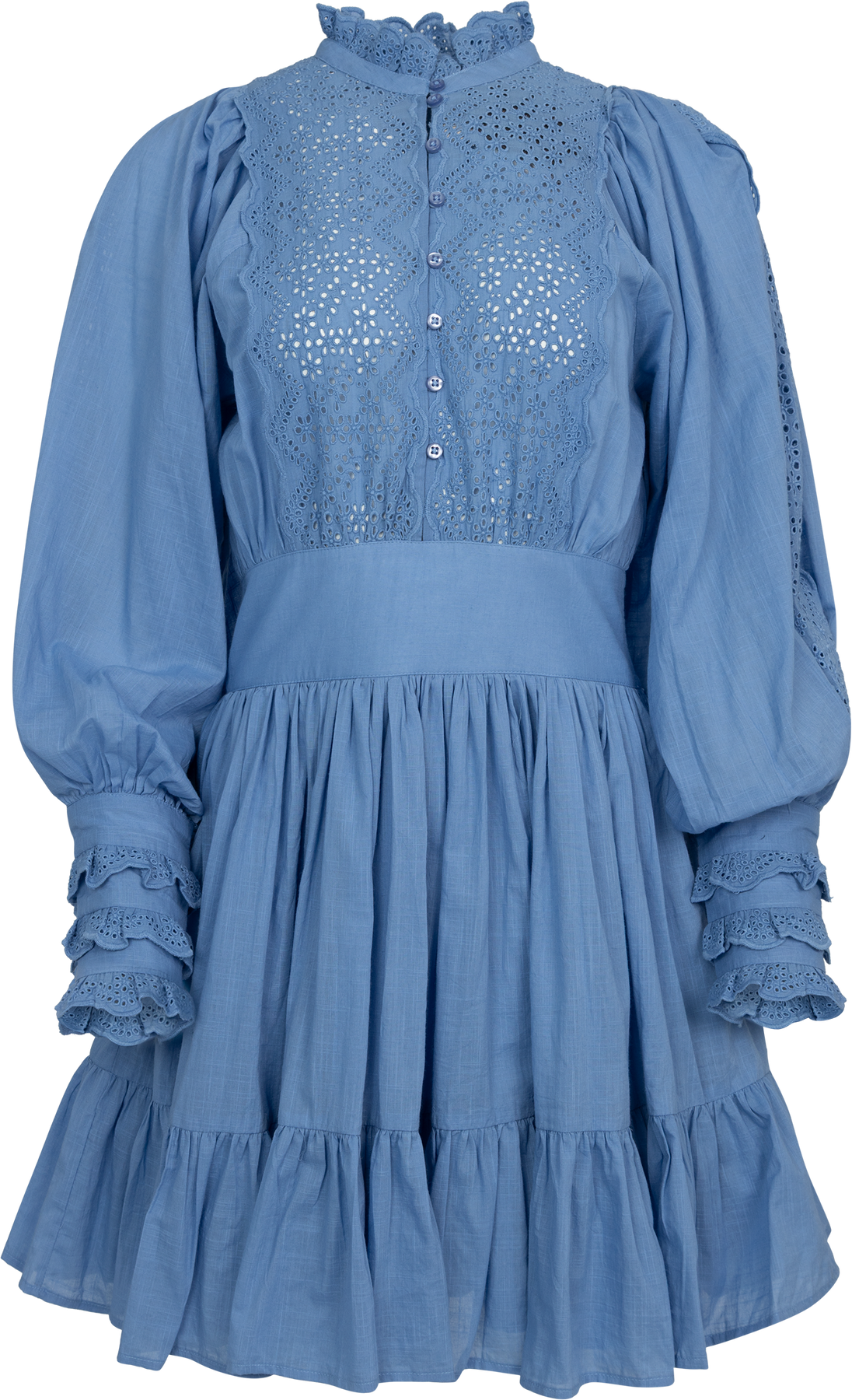Cotton Slub Mini Dress - Dusty Blue