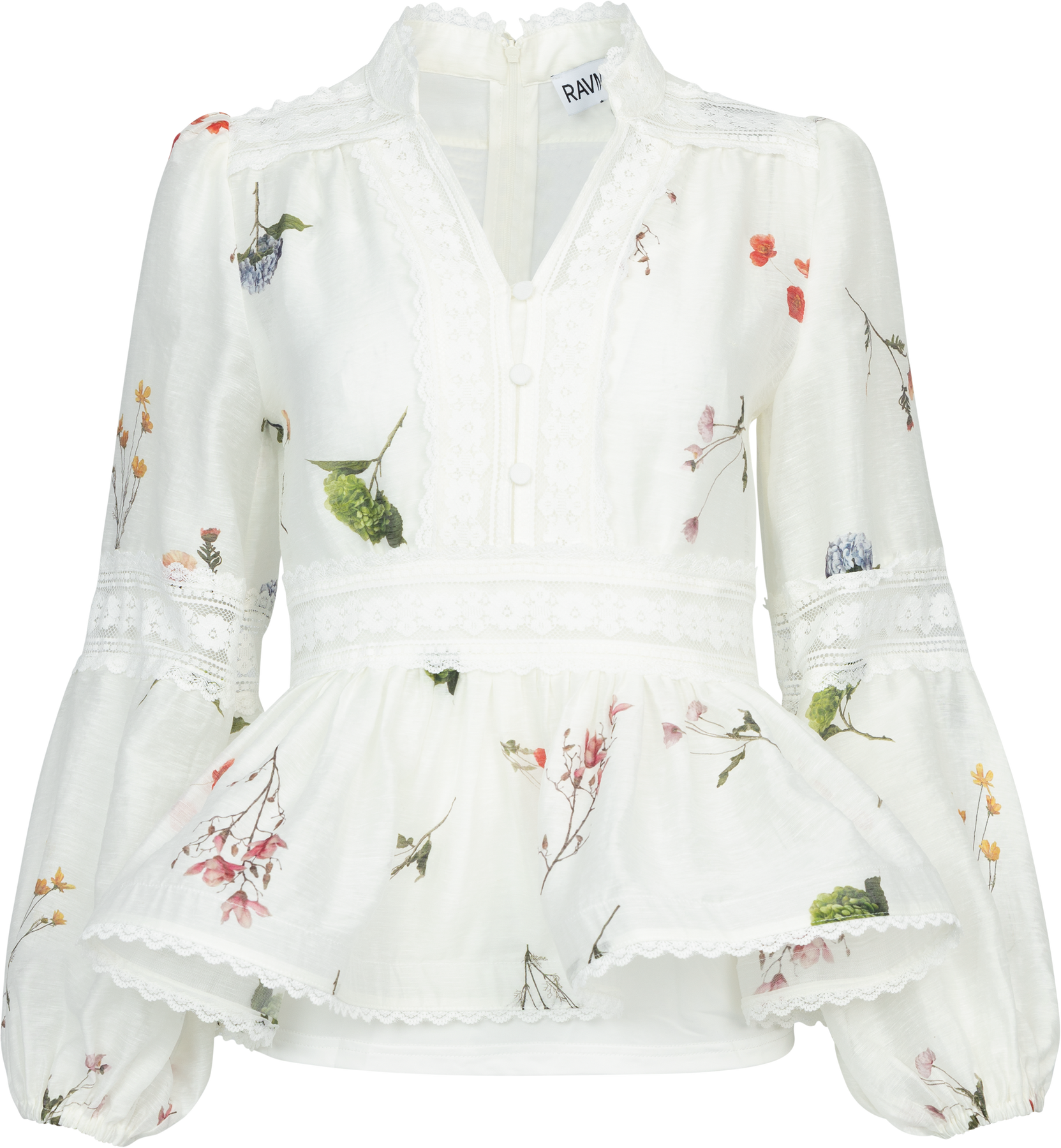 Aliah Garden Blus - White Garden