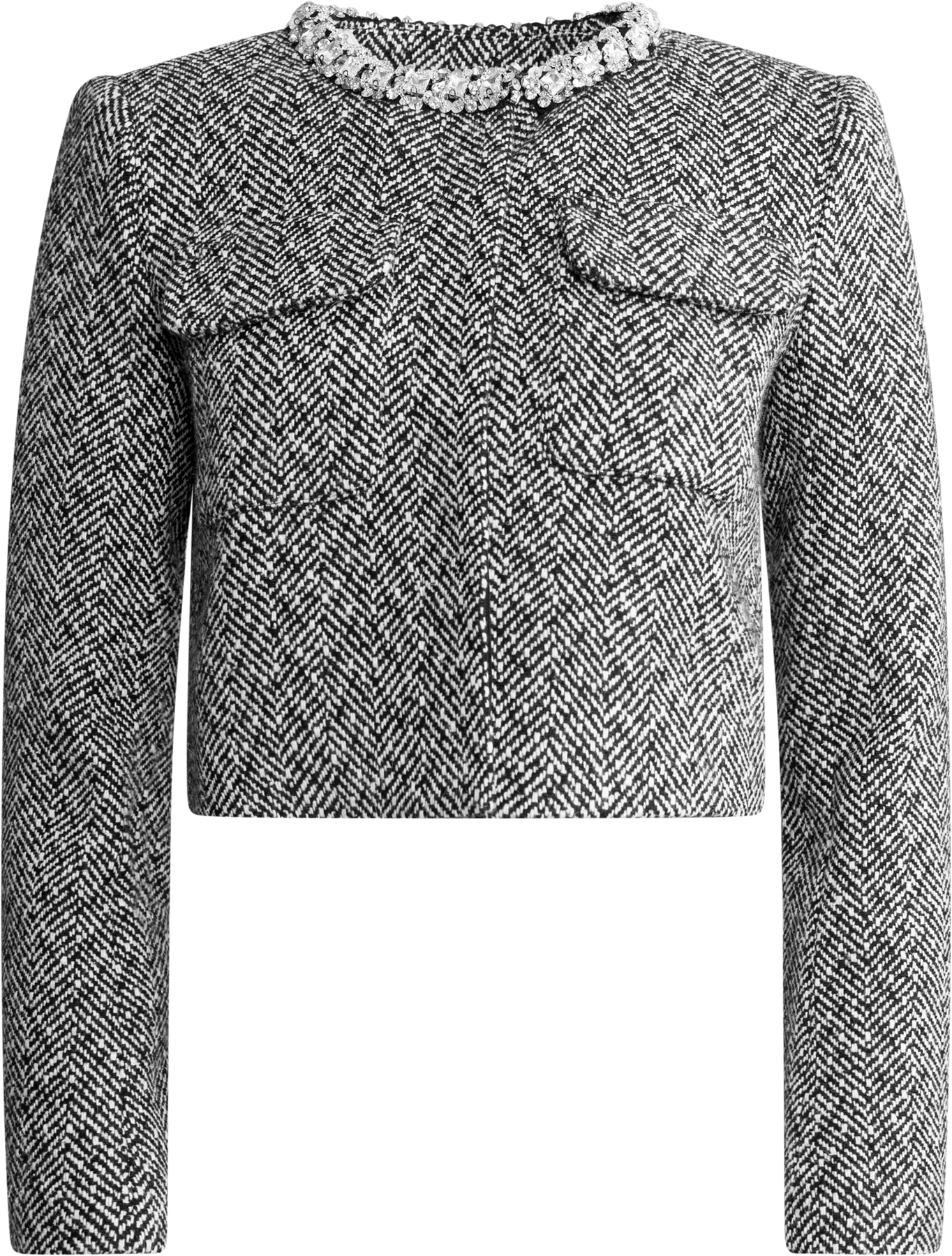 Herringbone Embellished Jacket - Black