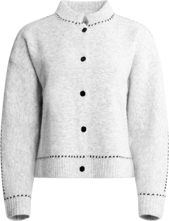 Amalie Stitch Cardigan - Light Grey Melange