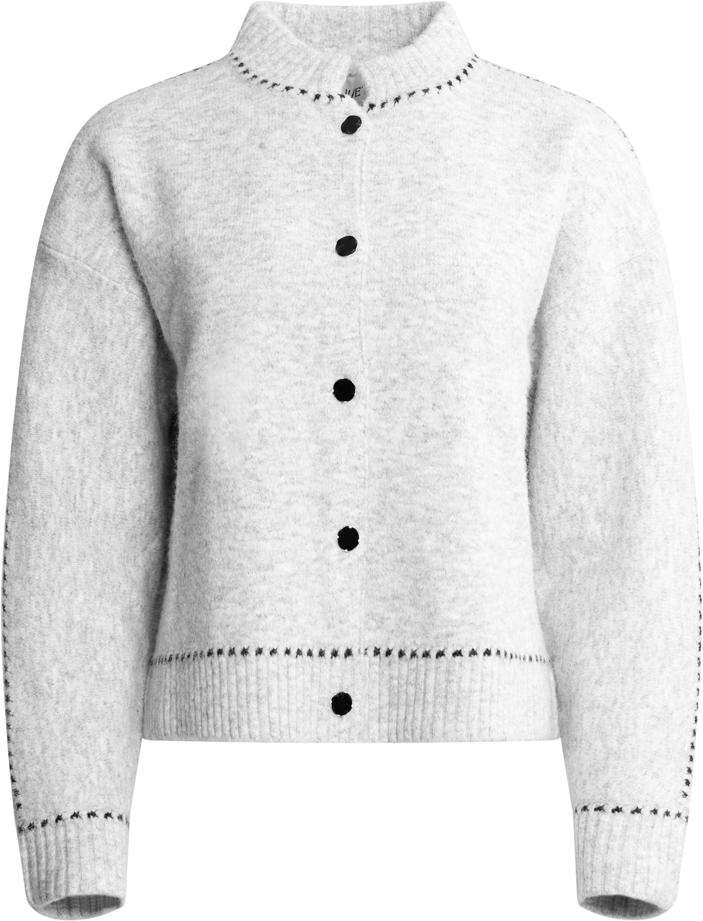 Amalie Stitch Cardigan - Light Grey Melange