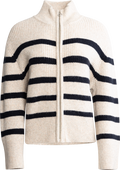 Thea Stripe Zip Cardigan - Sand / Navy