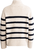 Thea Stripe Zip Cardigan - Sand / Navy