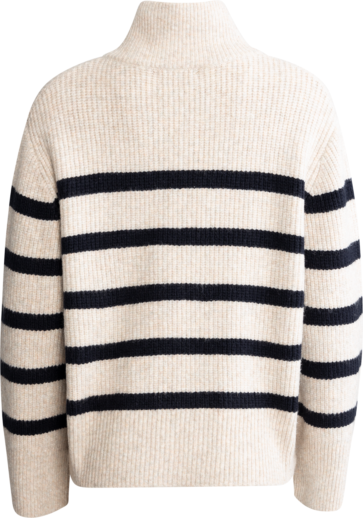 Thea Stripe Zip Cardigan - Sand / Navy