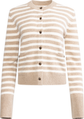 Structured Wool Cardigan - Oatmeal Snowflake Stripe