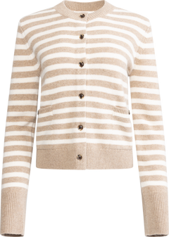 Structured Wool Cardigan - Oatmeal Snowflake Stripe