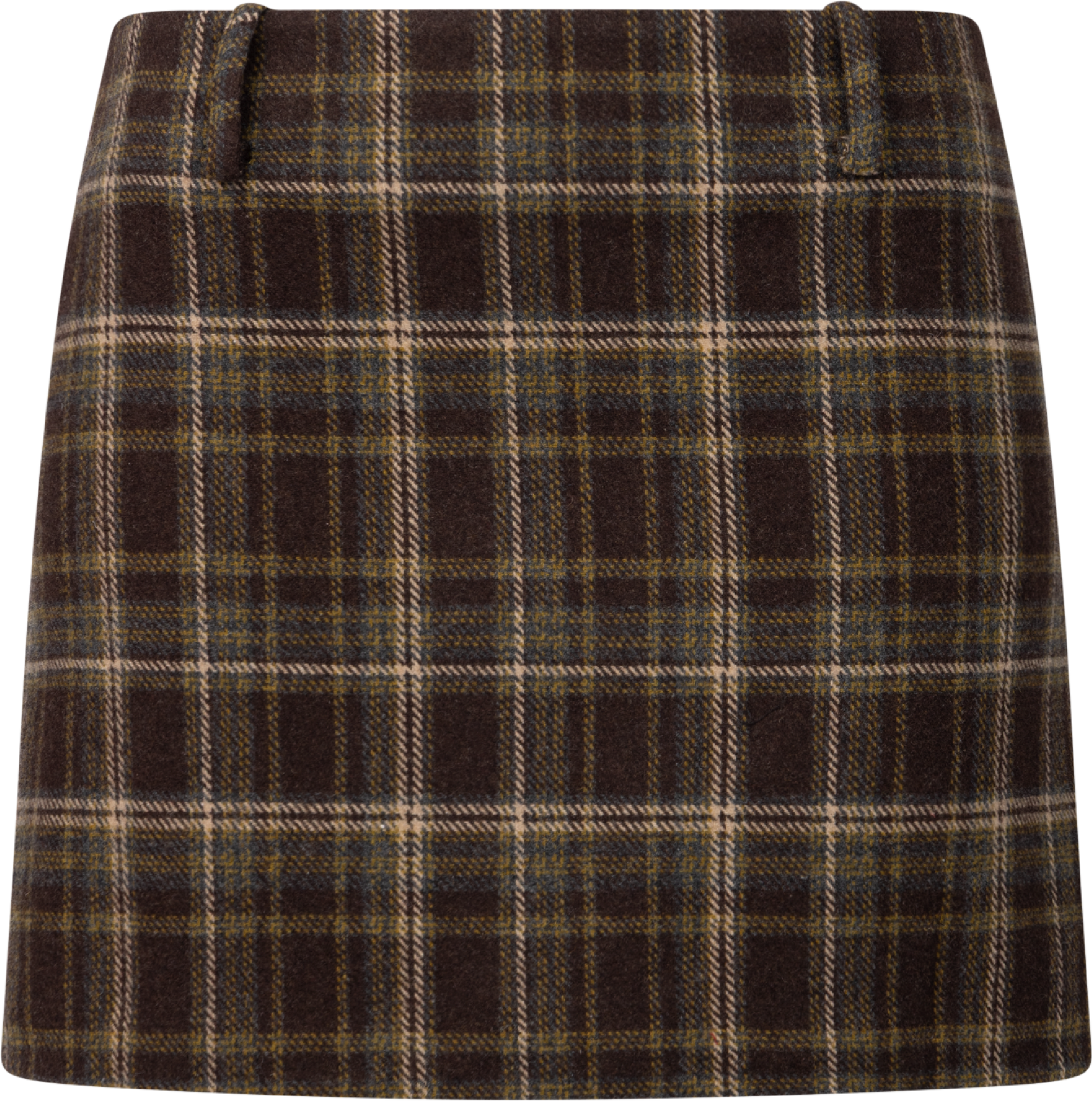 Jennifer Wool Checked Mini Skirt - Mörkbrun