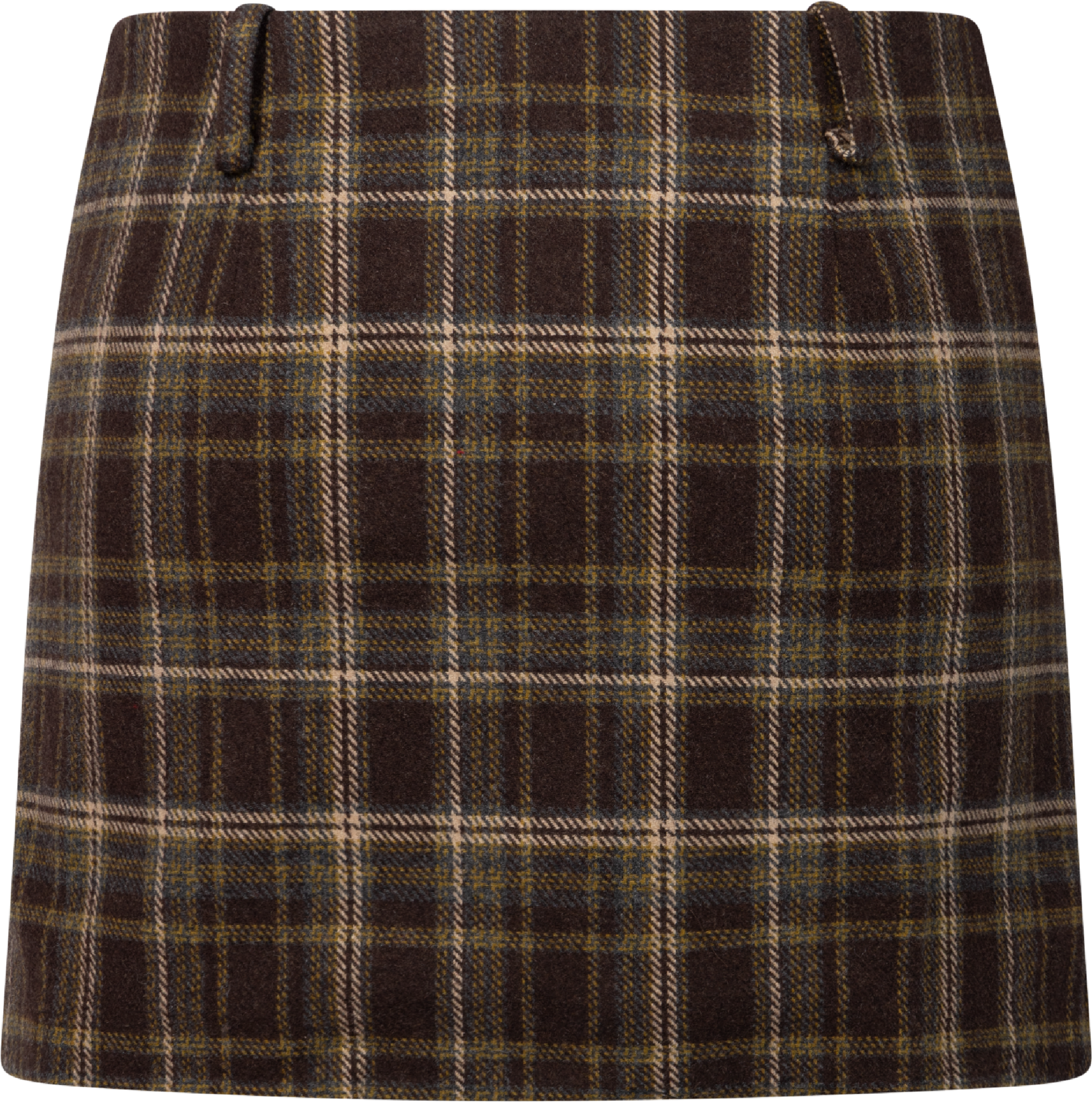 Jennifer Wool Checked Mini Skirt - Mörkbrun