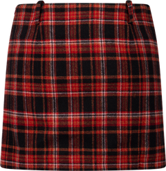 Jennifer Wool Checked Mini Skirt - Red