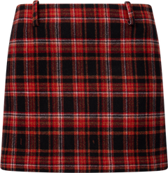 Jennifer Wool Checked Mini Skirt - Red