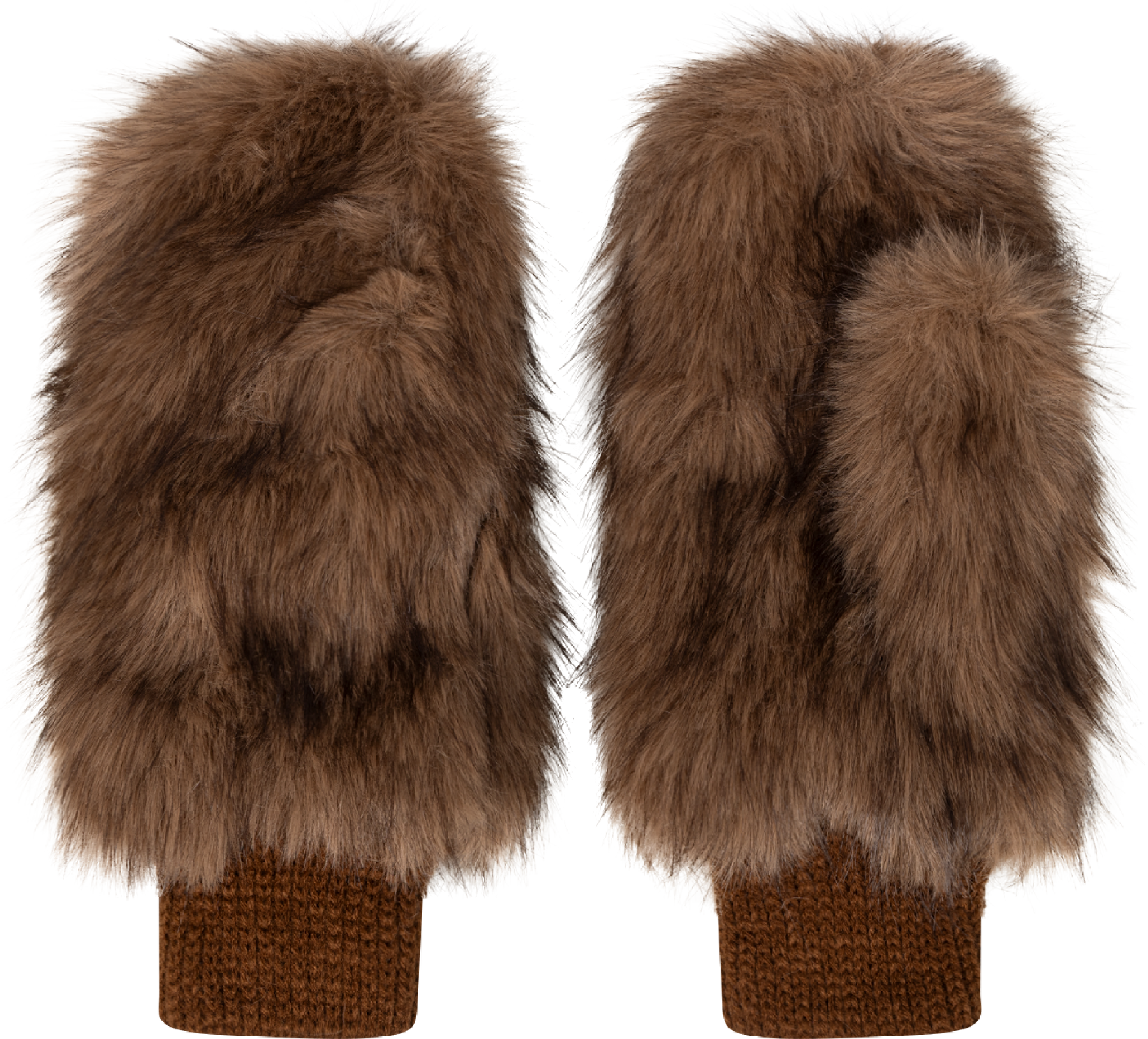 Astrid Faux Fur Mittens - Brun