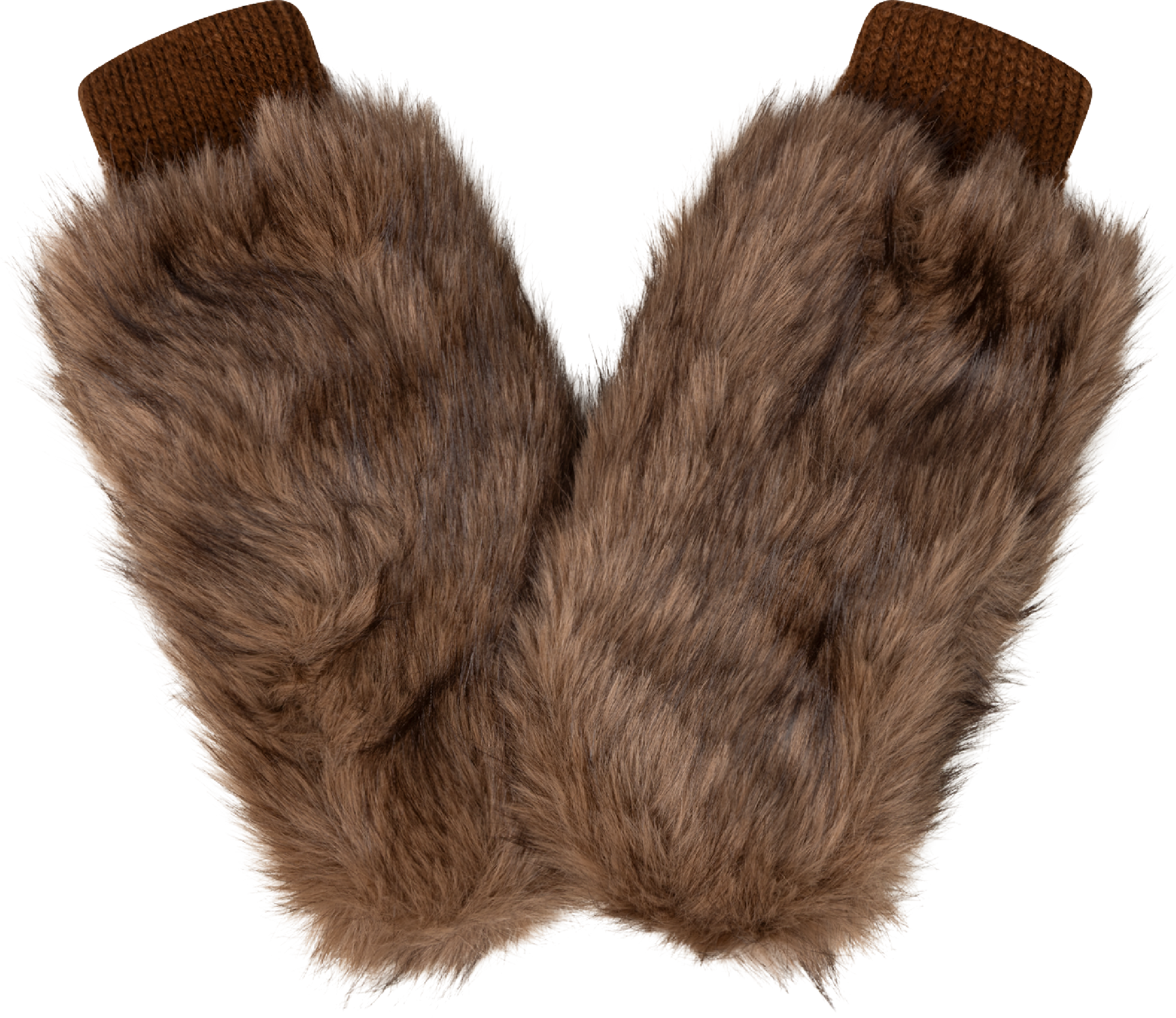 Astrid Faux Fur Mittens - Brun