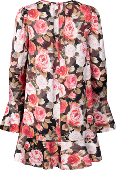 Satin Shift Dress - Midnight Roses