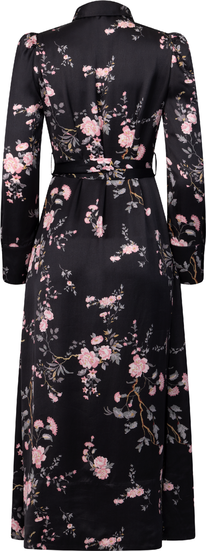 Satin Belt Dress - Midnight Garden