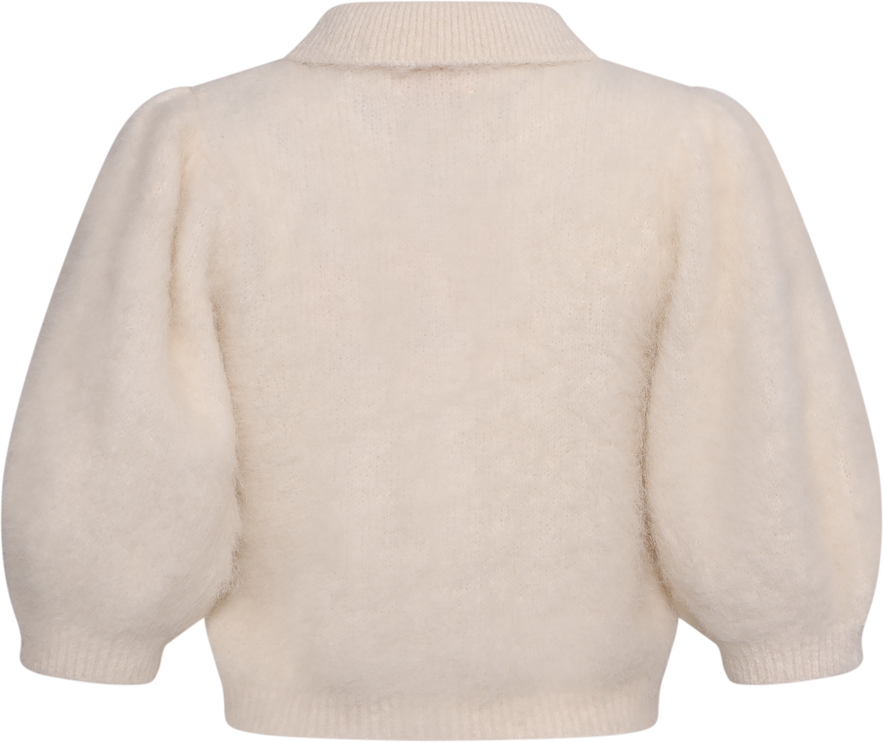 Hairy Knit Puffed Jacket - Off White