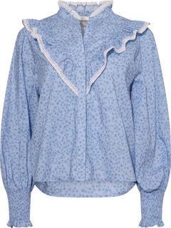 Synne Cotton Flower Blouse - Blue Flower