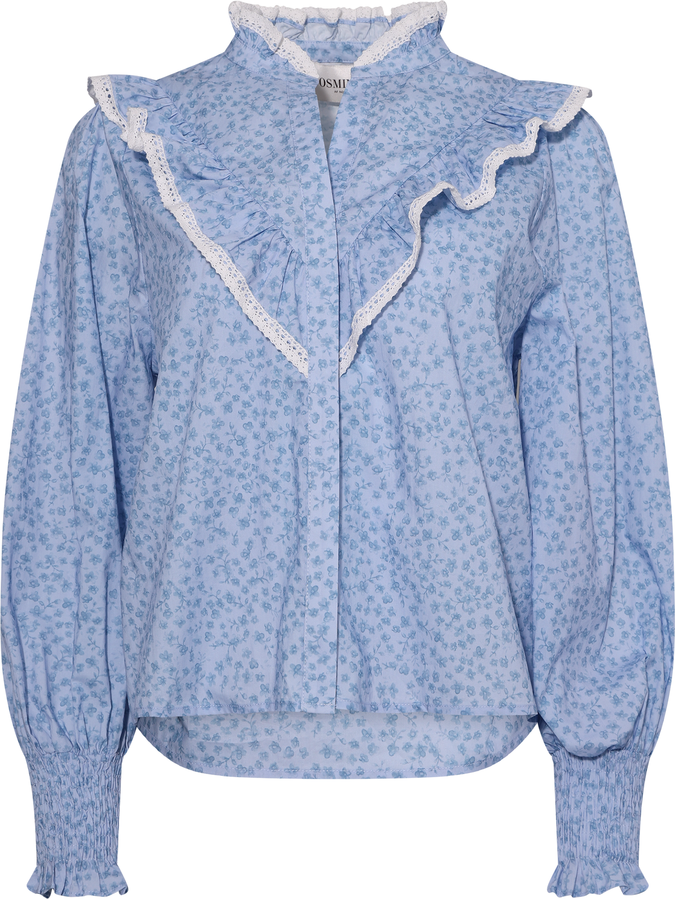 Synne Cotton Flower Blus - Blue Flower