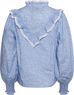 Synne Cotton Flower Blouse - Blue Flower