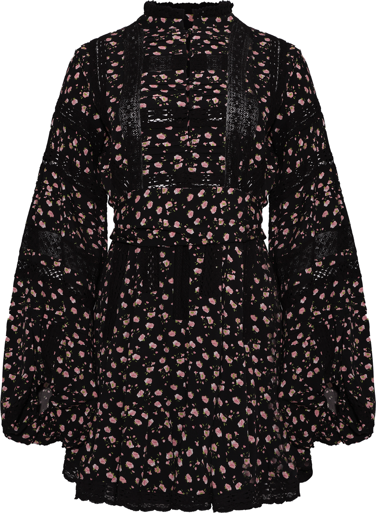 Lita Dress - Black Pink Roses