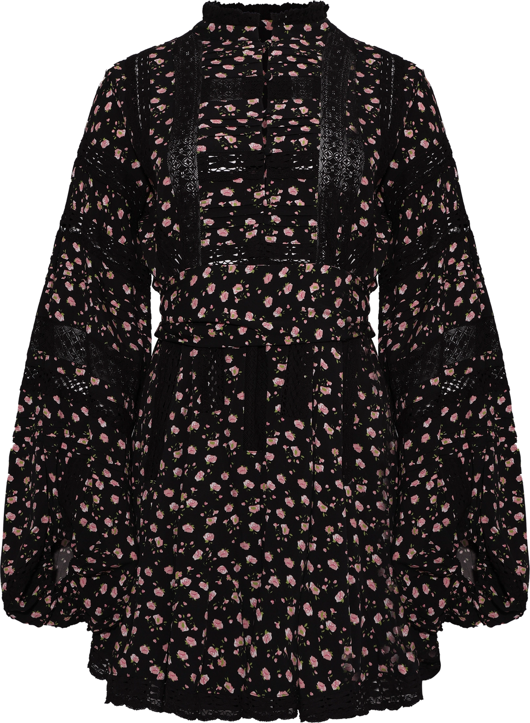 Lita Dress - Black Pink Roses