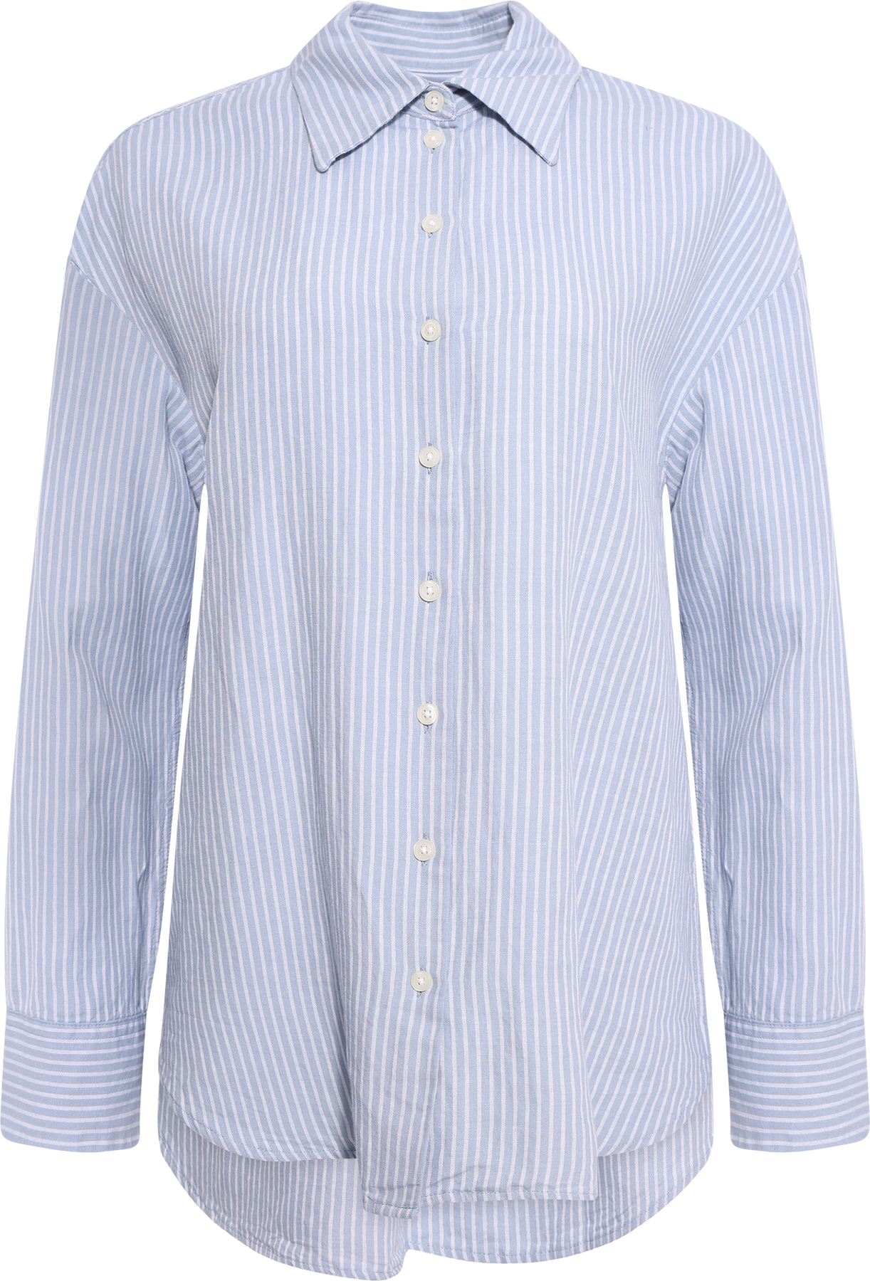 Cleo Oversize Linen Blend Shirt - Dusty Blue Bright White
