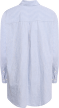 Cleo Oversize Linen Blend Shirt - Dusty Blue Bright White