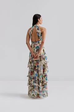 Paloma Halterneck Chiffon Maxi Dress - Botanic Florals