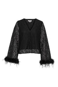 Peach Blouse - Black Lace