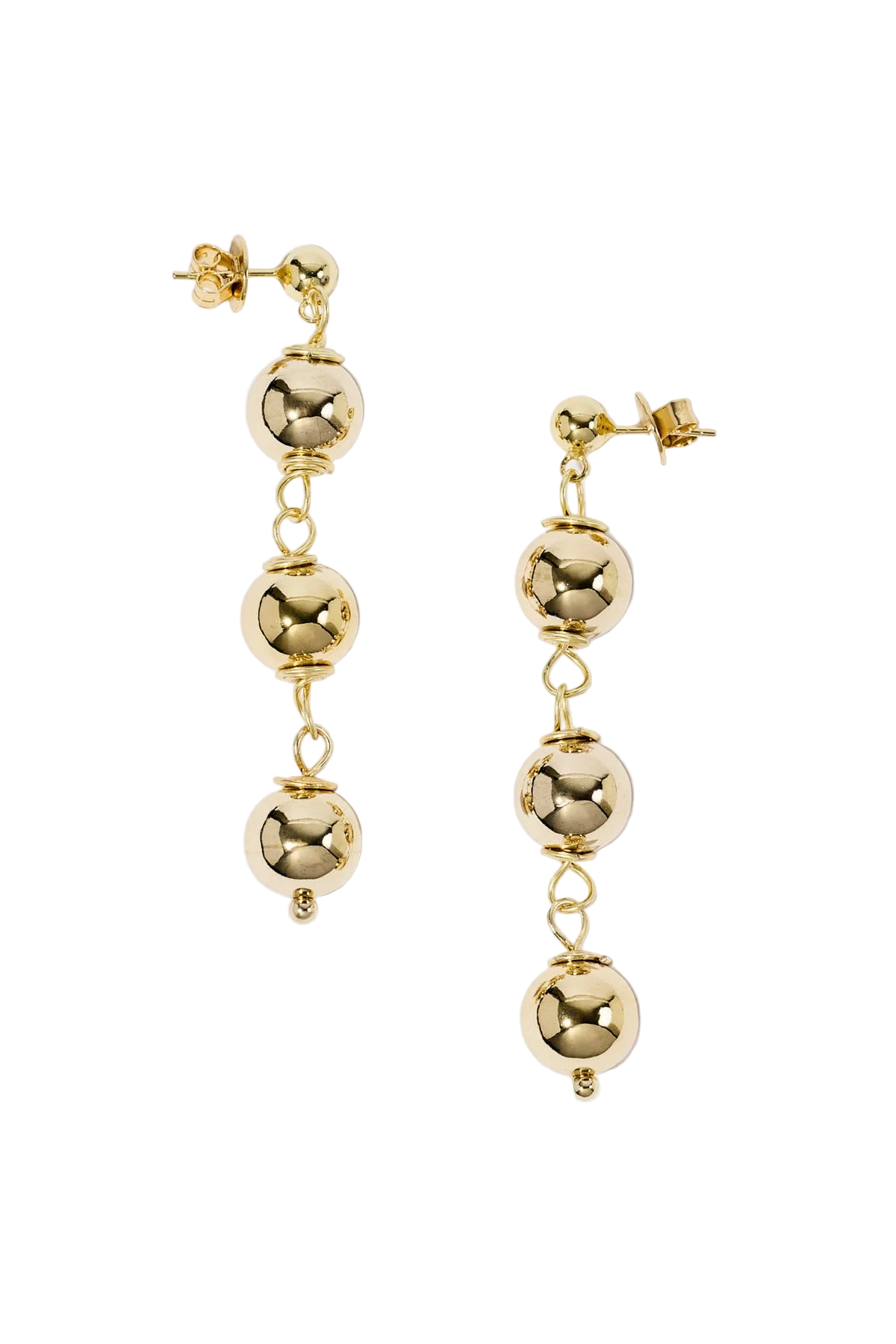Tiny Trio Sphere Earrings - Guld