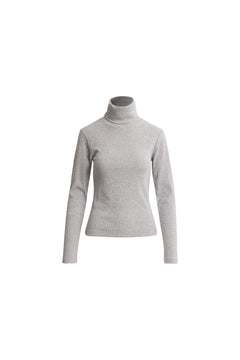 Petra Rib Turtleneck - Light Grey Melange