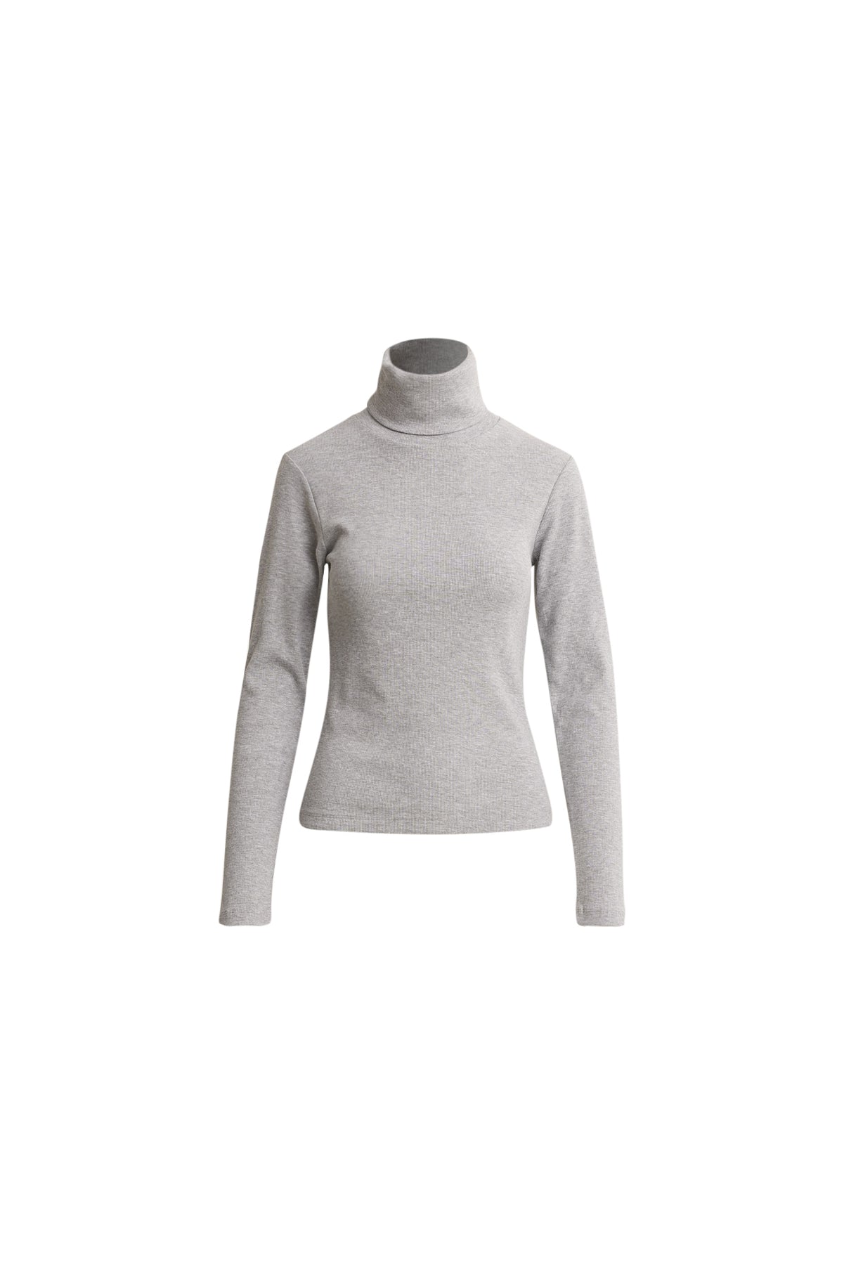 Petra Rib Turtleneck - Ljusgrå Melange